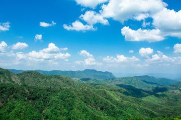 landscape of mountains and sky during the rainy season. Khao Kho, Phetchabun Province in Thailand