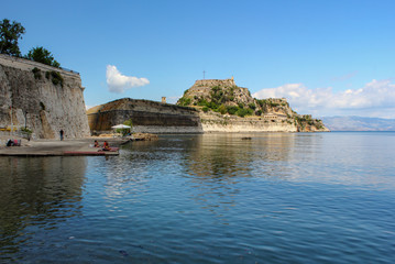 Fototapeta na wymiar corfu castle an island fort in the Mediterranean sea of greece. With nobody,