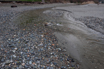 Cose long exposure shot of stream in morning Picnic Point area, WA, USA