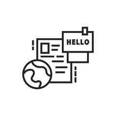 Language courses black line icon. Speaking club. Language learning camp, summer program, learn foreign languages. Pictogram for web page, mobile app. UI UX GUI design element. Editable stroke