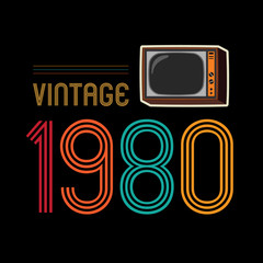 1980 vector vintage retro design background - obrazy, fototapety, plakaty
