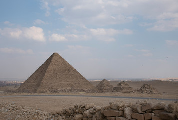 
Giza Pyramids in Cairo, Egypt, ancient Egyptian civilization landmark 

