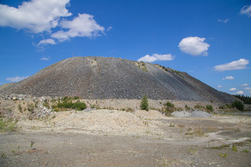 Refuse pile rock heap dump on chromium chrome ore quarry mine 