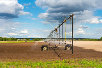 self-propelled potato field irrigation system