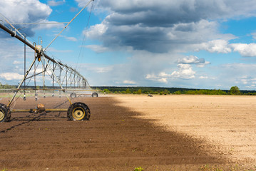 self-propelled potato field irrigation system