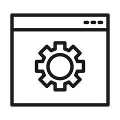 web page with gear wheel icon, line style