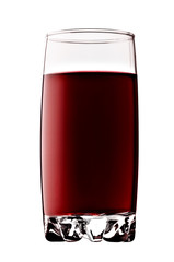 red cherry juice in a glass isolated on white