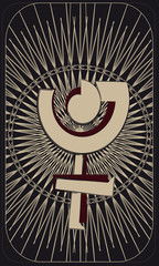 Tarot cards - back design. Astrological Symbols. Pluto