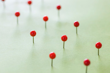 Group of pushpins. Social distancing concept.