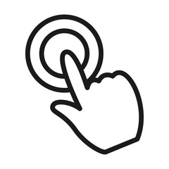 hand touching a button icon, line style