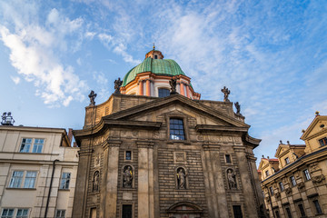 Francis Of Assisi Church Charles Bridge Prague in Czech Republic.