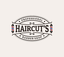 Fototapeta na wymiar vintage style barber shop logo template