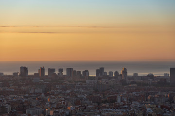 The city of Barcelona in the mediterranean coast 
