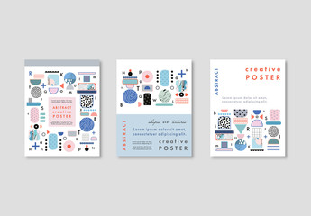 Collection of Poster Layouts with Geometric Shapes