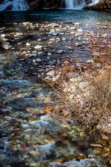 Cameron falls in late fall. Waterton Lakes National Park, Alberta, Canada