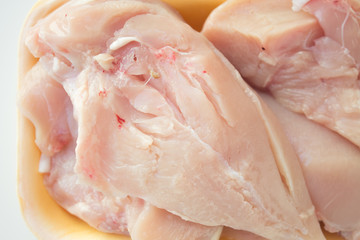 Chicken fillet, fresh chicken meat close-up with a pink tinge. The concept of healthy eating, slimming