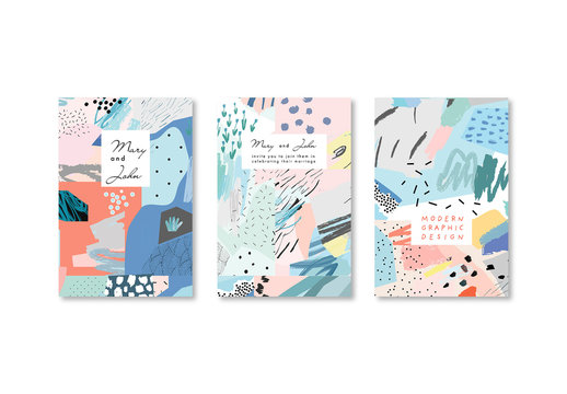 Set of Poster Layouts with Abstract Patterns
