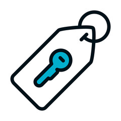 tag with key icon, half color half line style