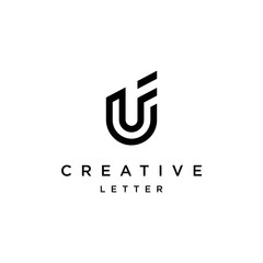 creative letter uf logo,monogram and modern with outline concept idea - obrazy, fototapety, plakaty
