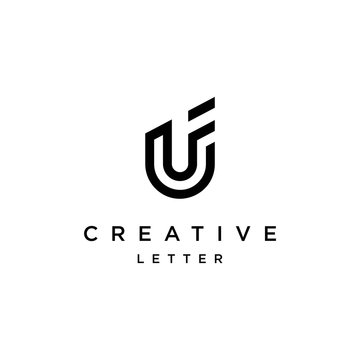 creative letter uf logo,monogram and modern with outline concept idea