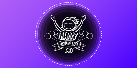 1 june international childrens day cartoon horizontal banner background. happy Children day greeting card. icon or label. Cartoon kids day poster. Children day banner