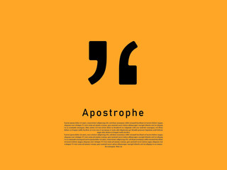 a black bold apostrophe with a yellow background and a space for a text at the bottom