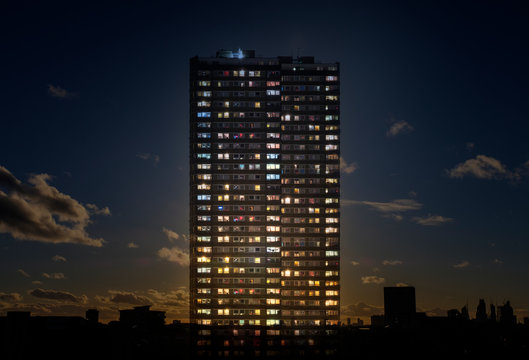 People stay home in their apartment tower blocks during the Coronavirus lockdown self-isolation