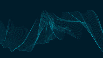 Neon Digital Sound Wave on Dark Blue Background,technology and earthquake wave diagram concept,design for music studio and science,Vector Illustration.