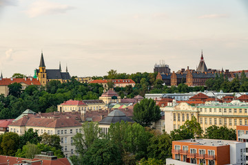 Aerial view of Prague Czech Republic from Vysehrad.