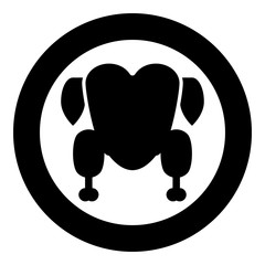 Chicken carcass raw Broiler meat Turkey food Hen farm product icon in circle round black color vector illustration flat style image