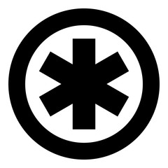 Fototapeta premium Medical symbol Emergency sign Star of life Service concept icon in circle round black color vector illustration flat style image
