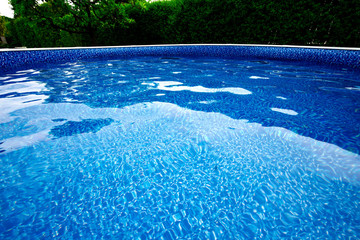 Garden pool with rippling water