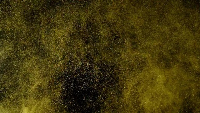 Exotic spices and star anise flying up in slow motion. Spices explosion on black background. Full HD 240 fps