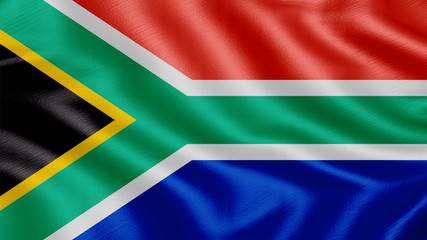 Flag of South africa. Realistic waving flag 3D render illustration with highly detailed fabric texture.