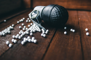 closeup balls and airsoft grenade