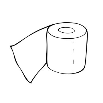 recommend clip art: A roll of toilet paper in the Doodle style.Hand-drawn toilet paper.Vector illustration isolated on a white background.