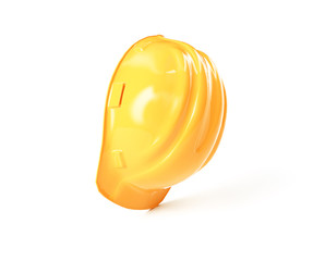 yellow construction helmet. 3d rendering on white background