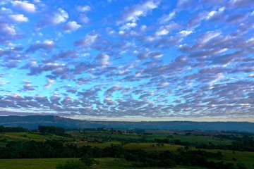 Fototapeta premium Aerial view of dramatic sky in the ranch. Rural life scene. Countryside landscape. 