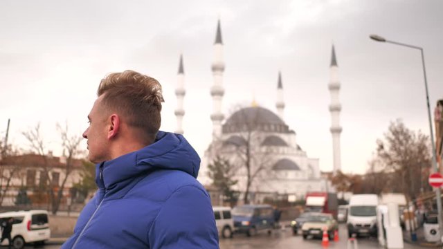 Tourist in the winter in Ankara.