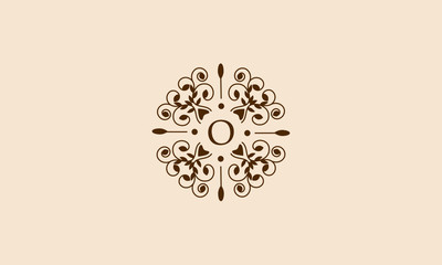 Vintage elegant floral monogram with ornament and letter O. The round business sign is identical for a restaurant, boutique, hotel, heraldry, jewelry, fashion.