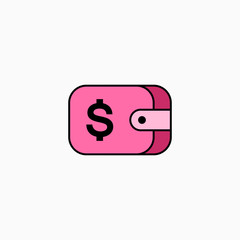 Wallet flat icon vector illustration isolated on white background.