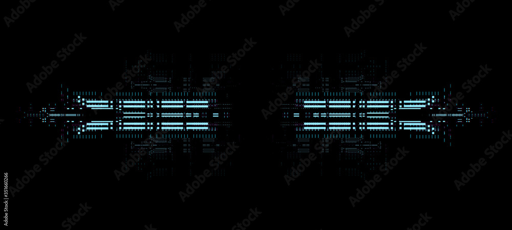 Poster complex technology background illustration. multi layered render. abstract data processing.