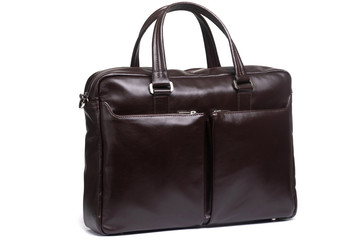 expensive elegant men's briefcase on a white background