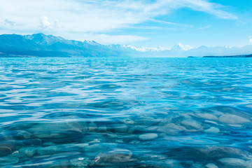 Fototapeta na wymiar Clear water and mountains, New Zealand