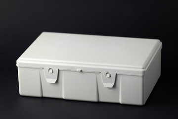 First aid kit with isolated black background, First aid kit used for medical assistance