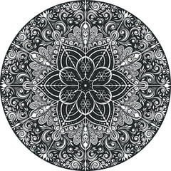 Vector Black and White Vintage Mandala Illustration