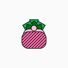 Wallet flat icon vector illustration isolated on white background.