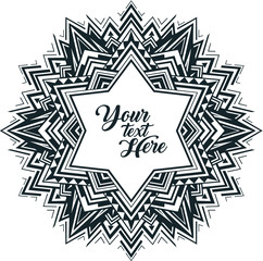Vector Black and White Text Mandala Illustration