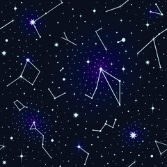 Vector Blue Space Seamless Pattern