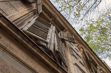 Fototapeta na wymiar Haunted house old window blinds